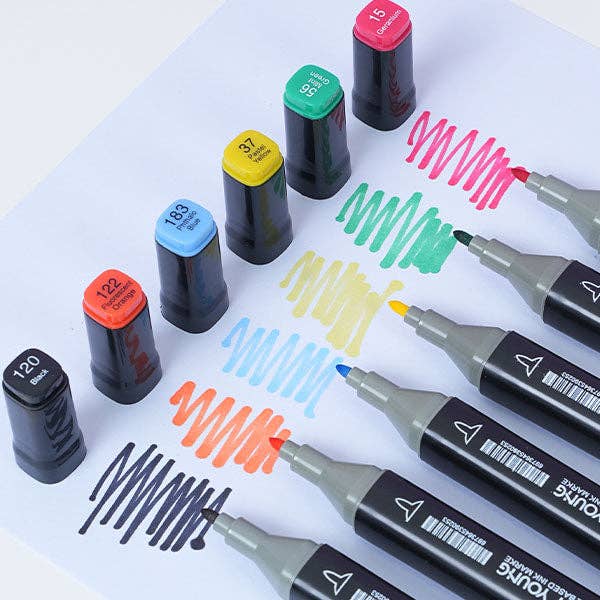 TouchHero Double-Sided Alcohol Based Markers (24 Pack) 1mm & 6mm Tips