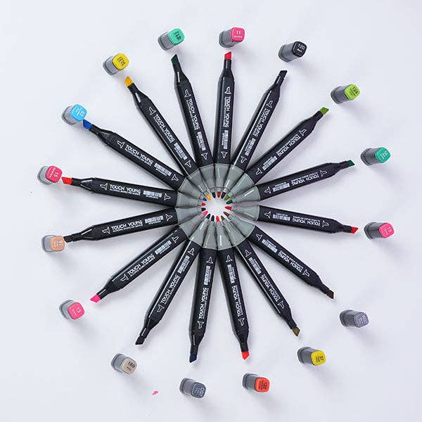 TouchHero Double-Sided Alcohol Based Markers (24 Pack) 1mm & 6mm Tips