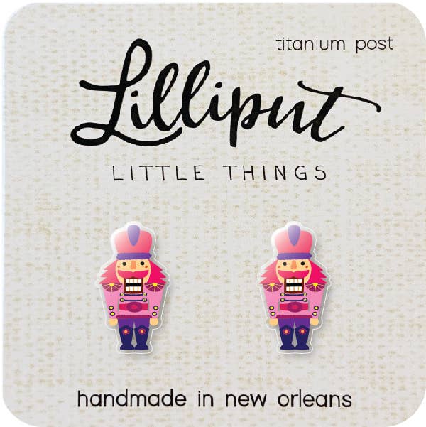 Pink Christmas Nutcracker Earrings