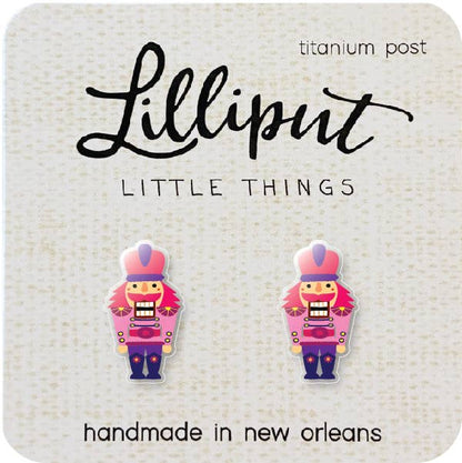 Pink Christmas Nutcracker Earrings