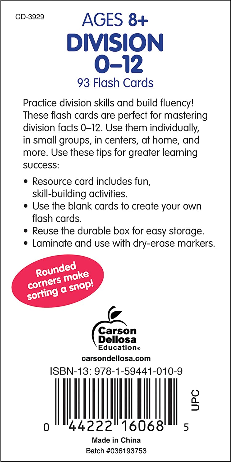 Division Flash Cards