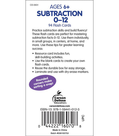 Subtraction Flashcards