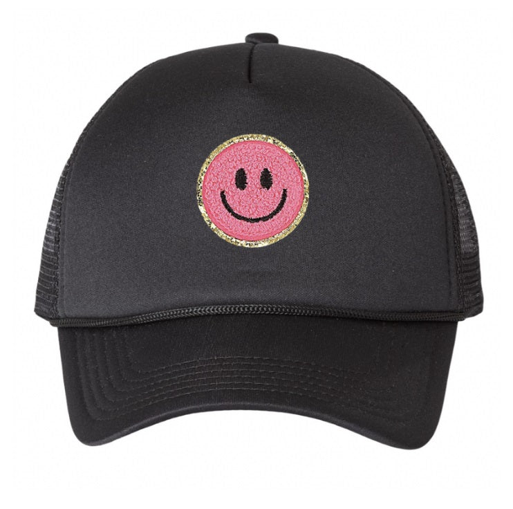 Blk Trucker Hat Smiley Pk-1